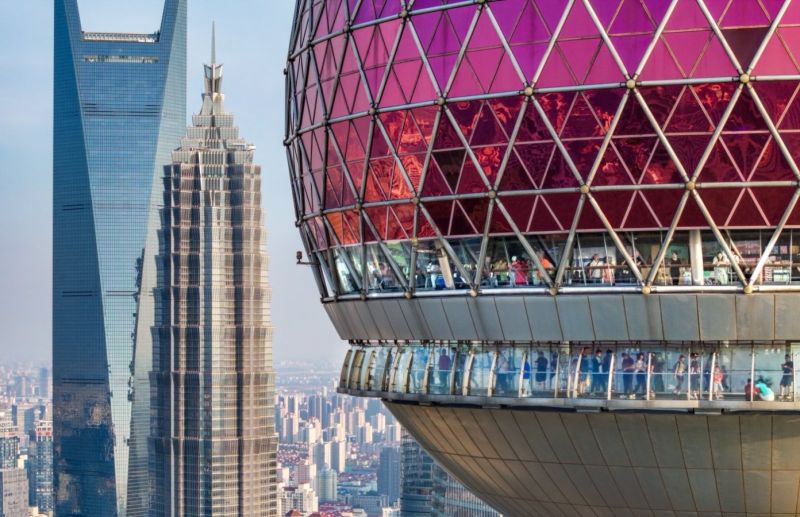 上海東方明珠俯瞰浦江兩岸