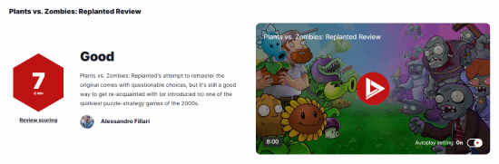 《植物大戰(zhàn)僵尸》重植版IGN 7分：部分內(nèi)容存在爭(zhēng)議